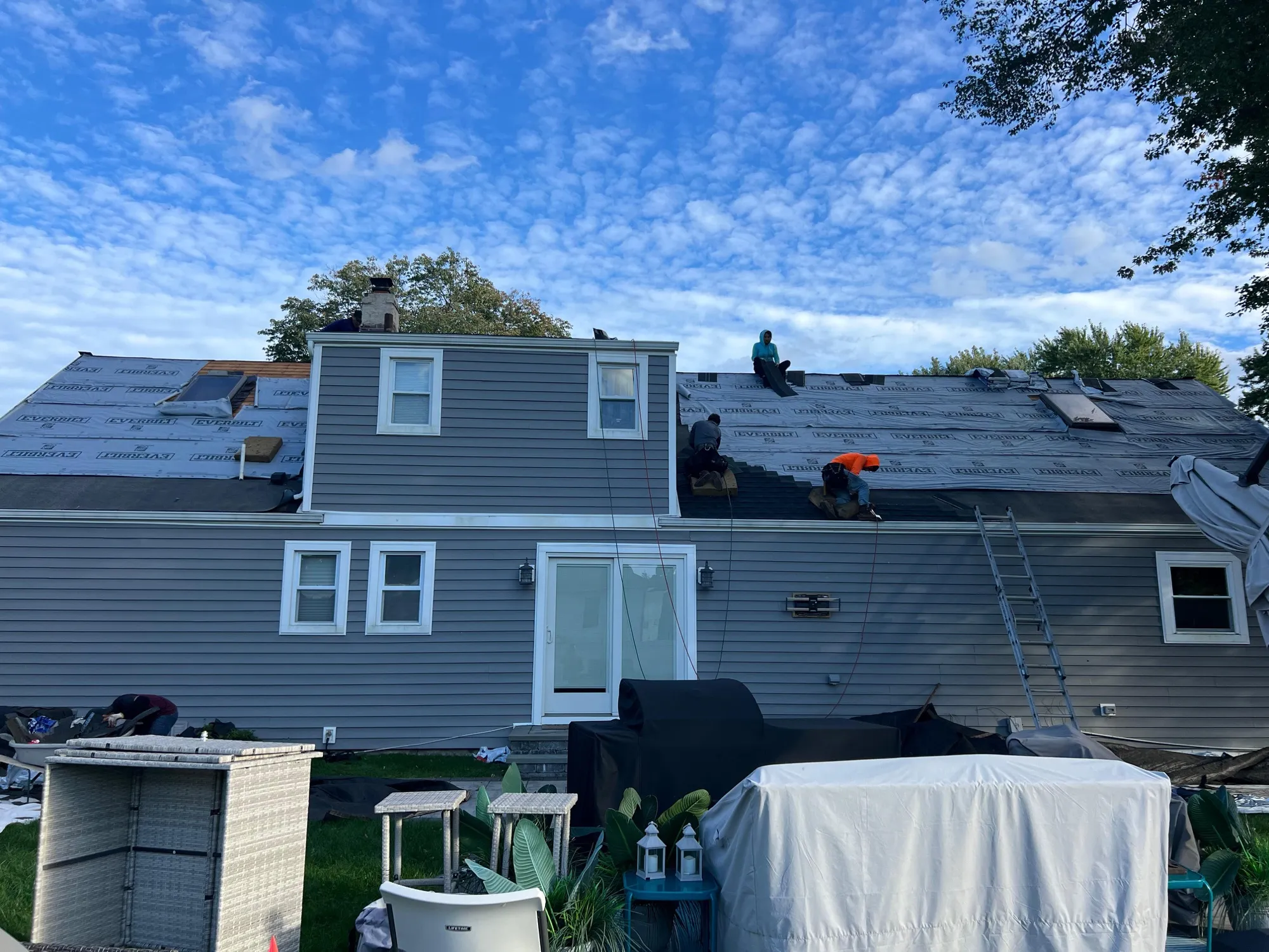 Roof replacement before and after on a New Jersey home