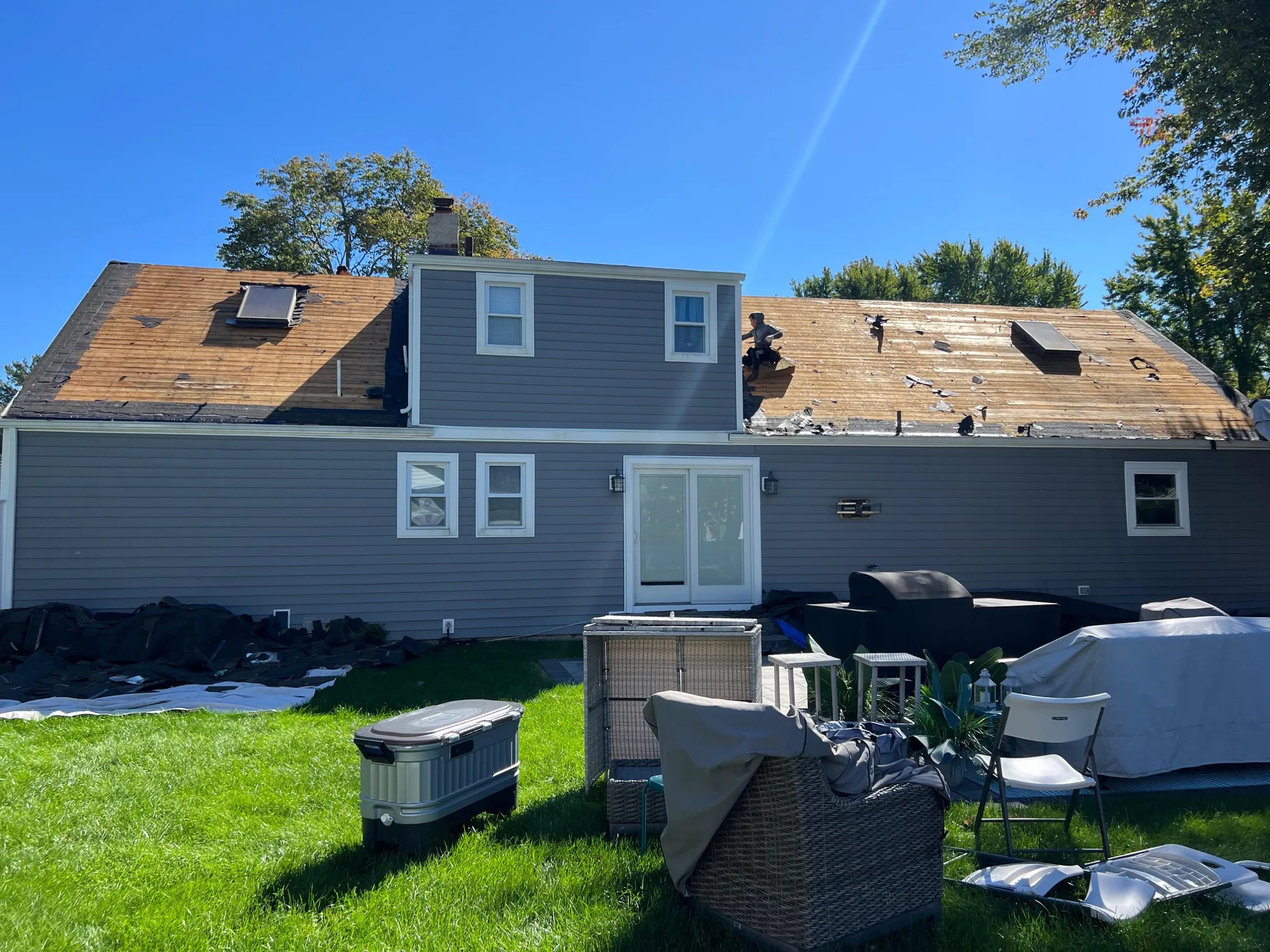 New chimney installation with clean flashing work