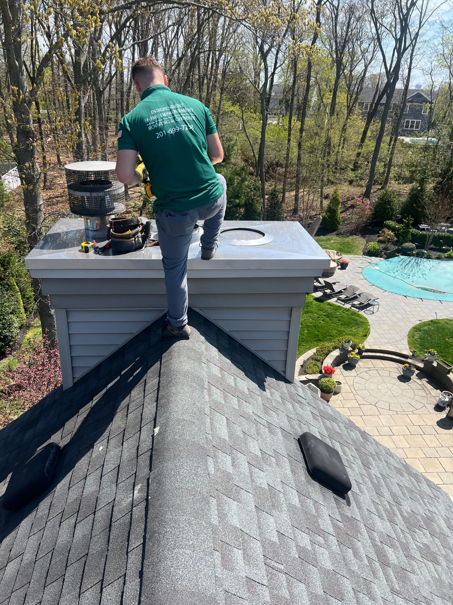 Red brick chimney finished installation