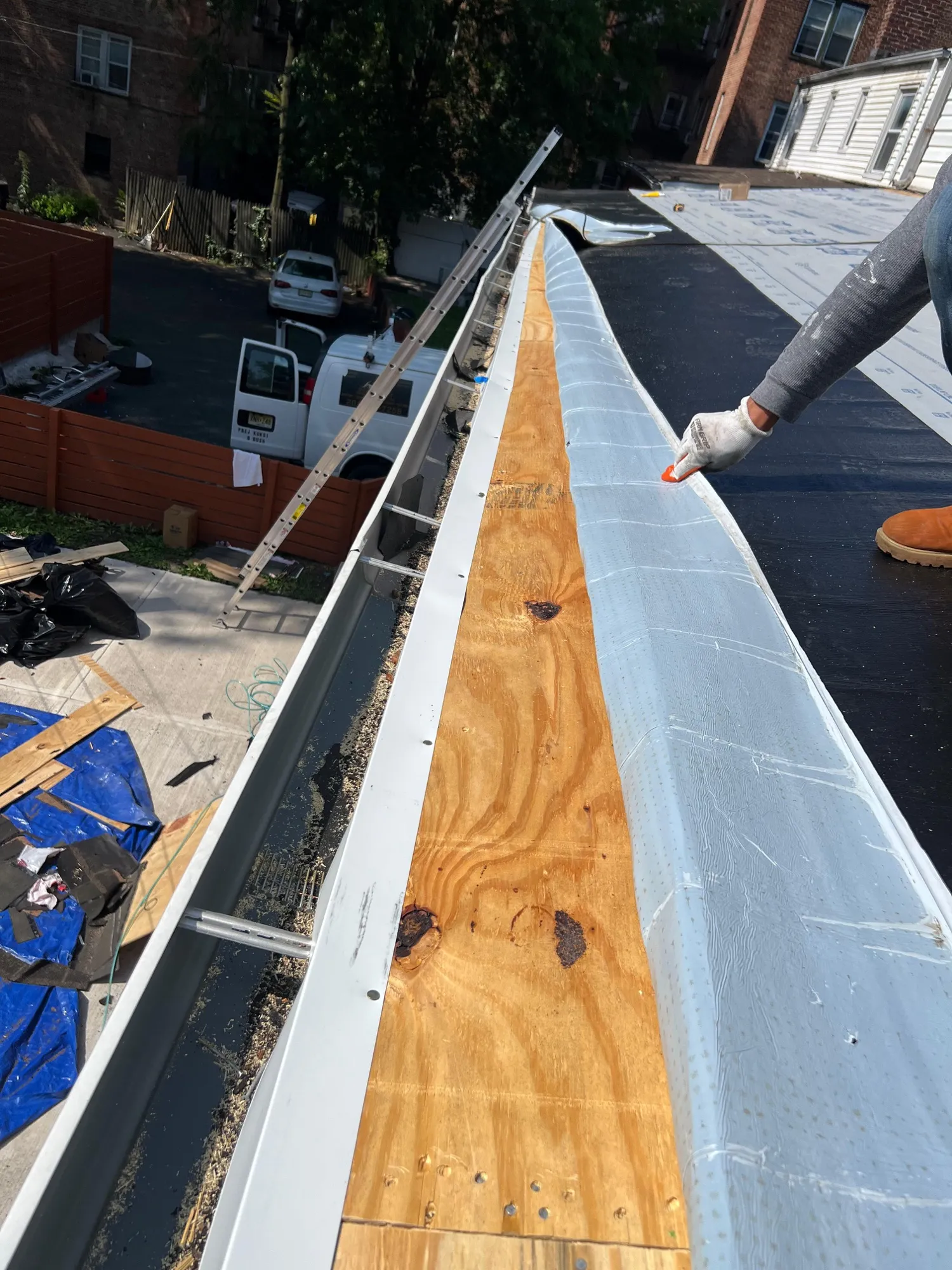 Premium underlayment materials installed on a residential roof